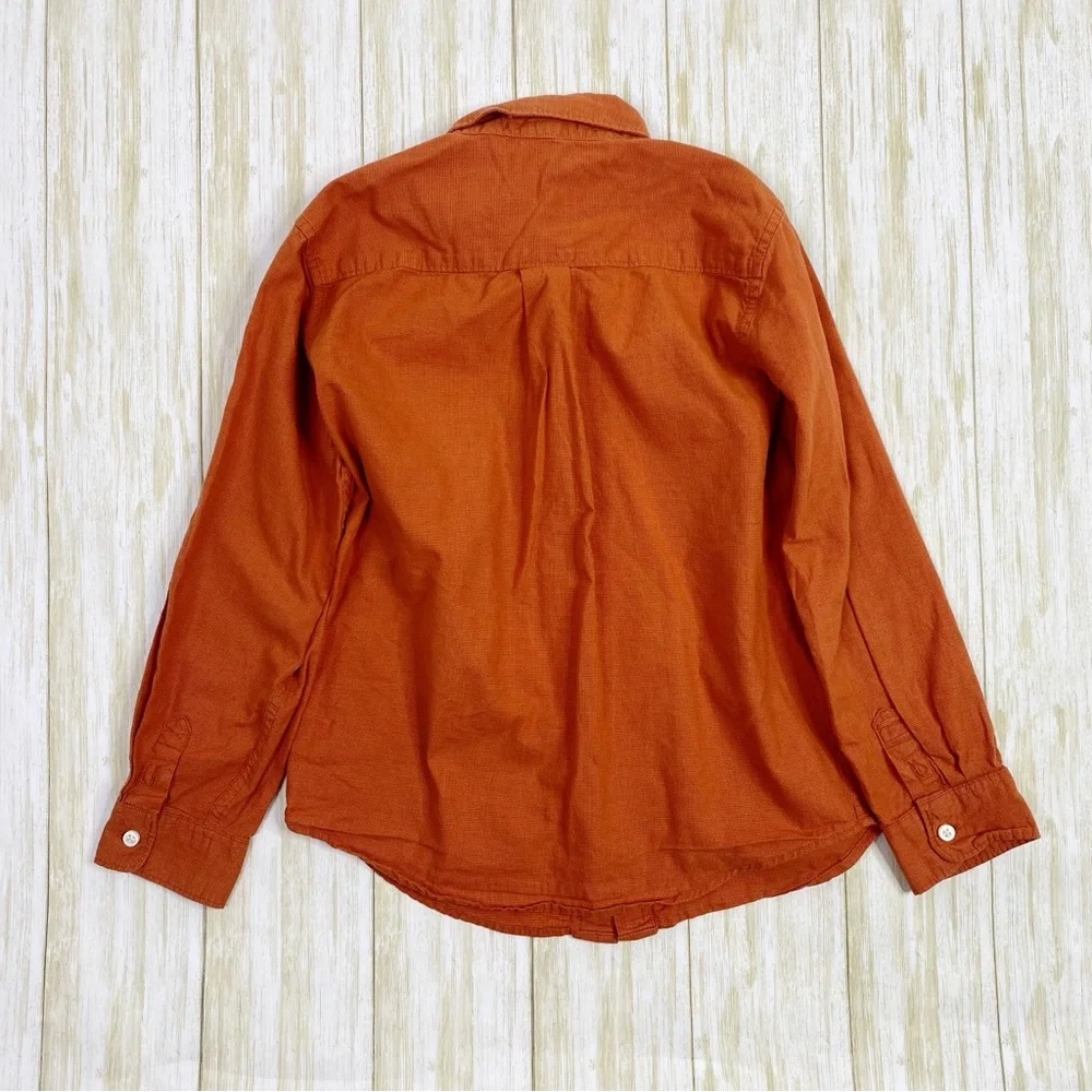 Janie & Jack Orange Plaid Long Sleeve Button Down Shirt